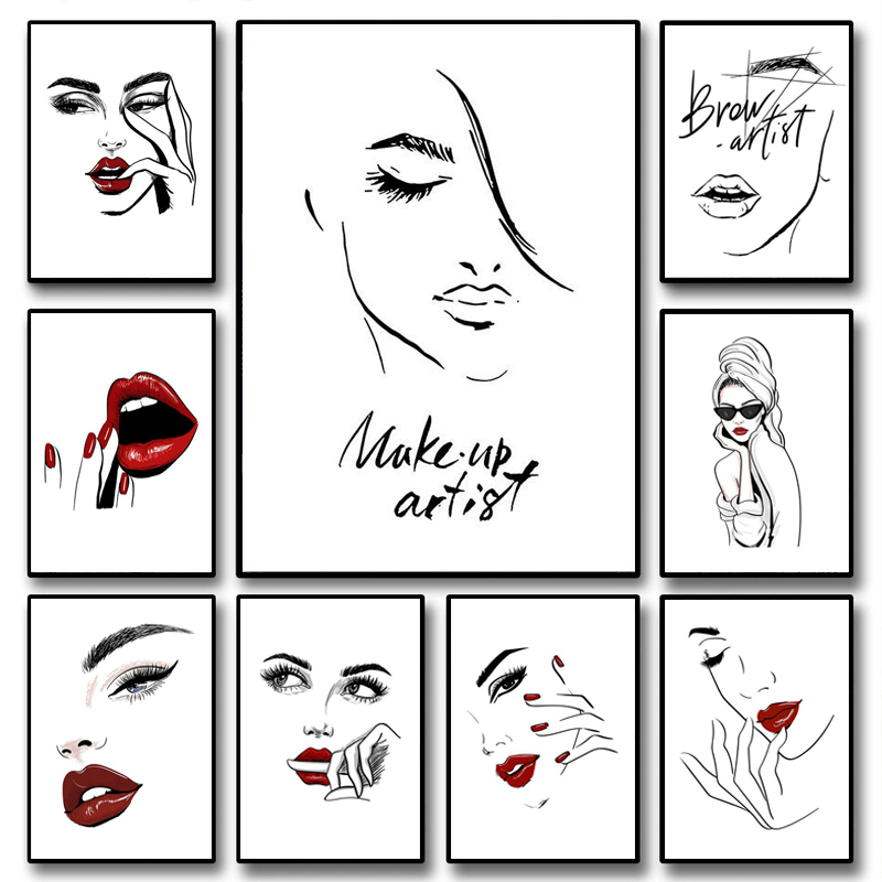 Beauty Makeup Pic - 1 stuk (zonder lijst) Mode Make-up