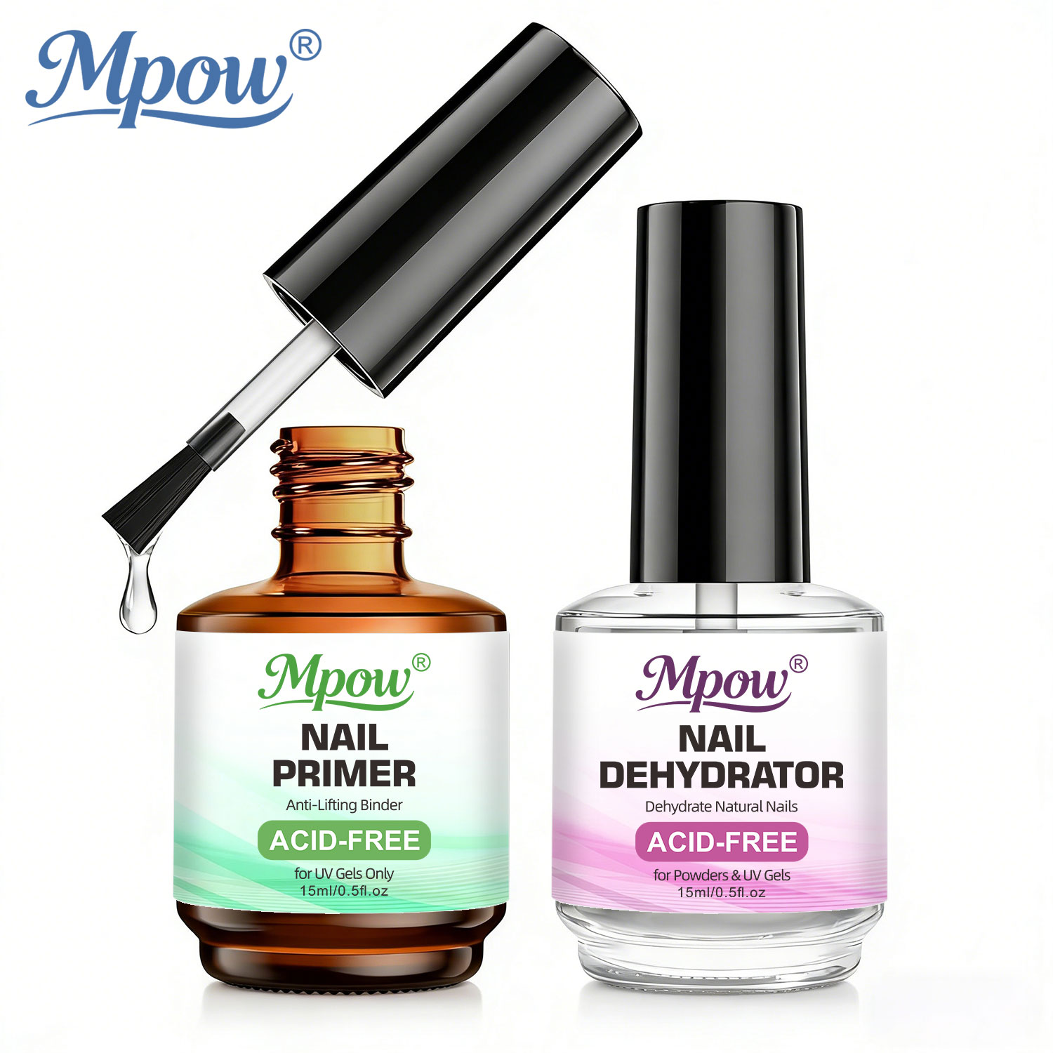 Nail Dehydrator Primer - Mpow 1/2 stuks 15ml Nageldehydrator &