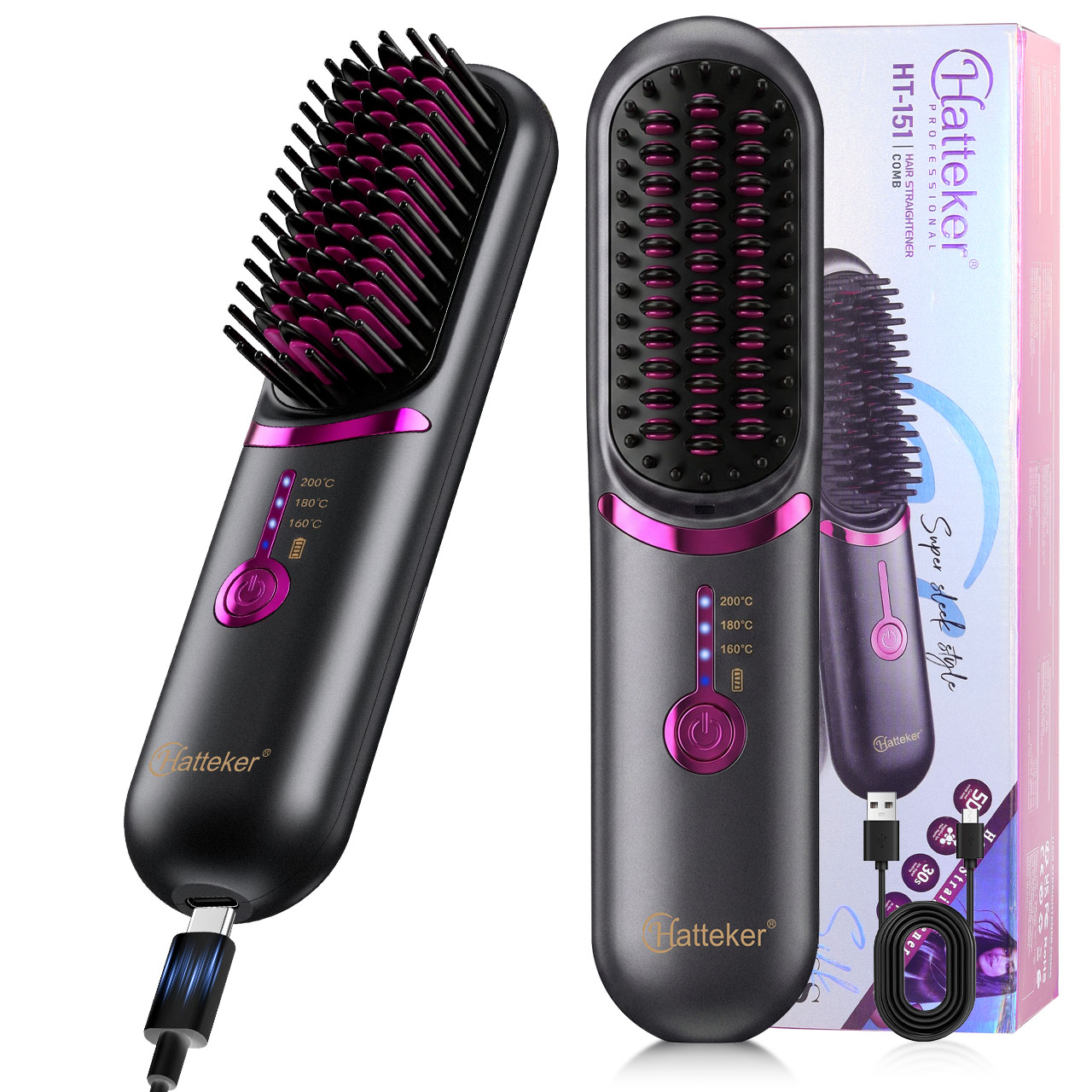 Hatteker Draadloze Draagbare R - Hair Straightener recensie en prijs